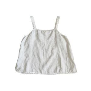 Eileen Fisher Tank Strappy Linen Square Neck Side Zip White Sleeveless Top Sz M